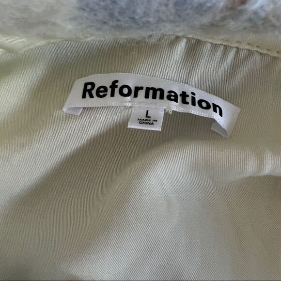 Reformation Ainslie Wool-Blend Long Jacket in Light Blue Plaid Large MSRP $268 - Picture 11 of 14